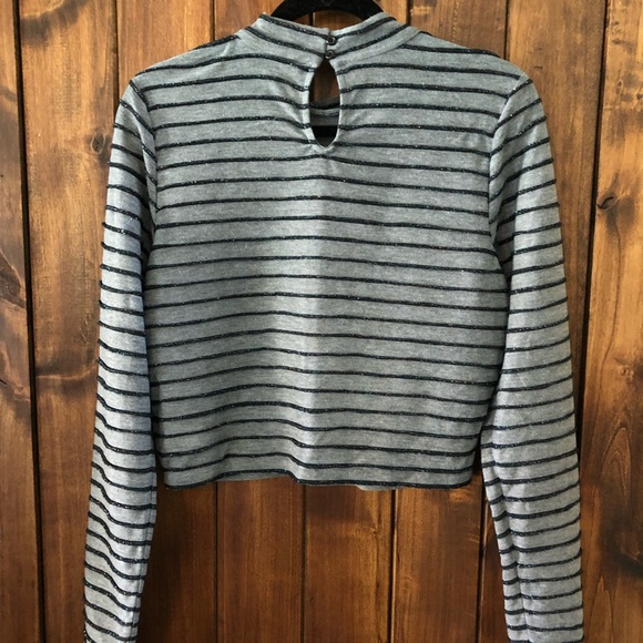 Wild Fable Crop Mock Neck Striped Long Sleeve Top - Picture 5 of 6